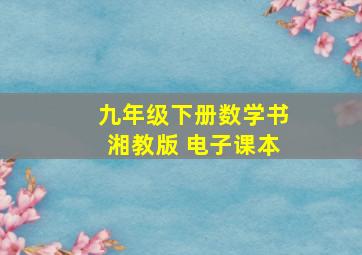 九年级下册数学书湘教版 电子课本